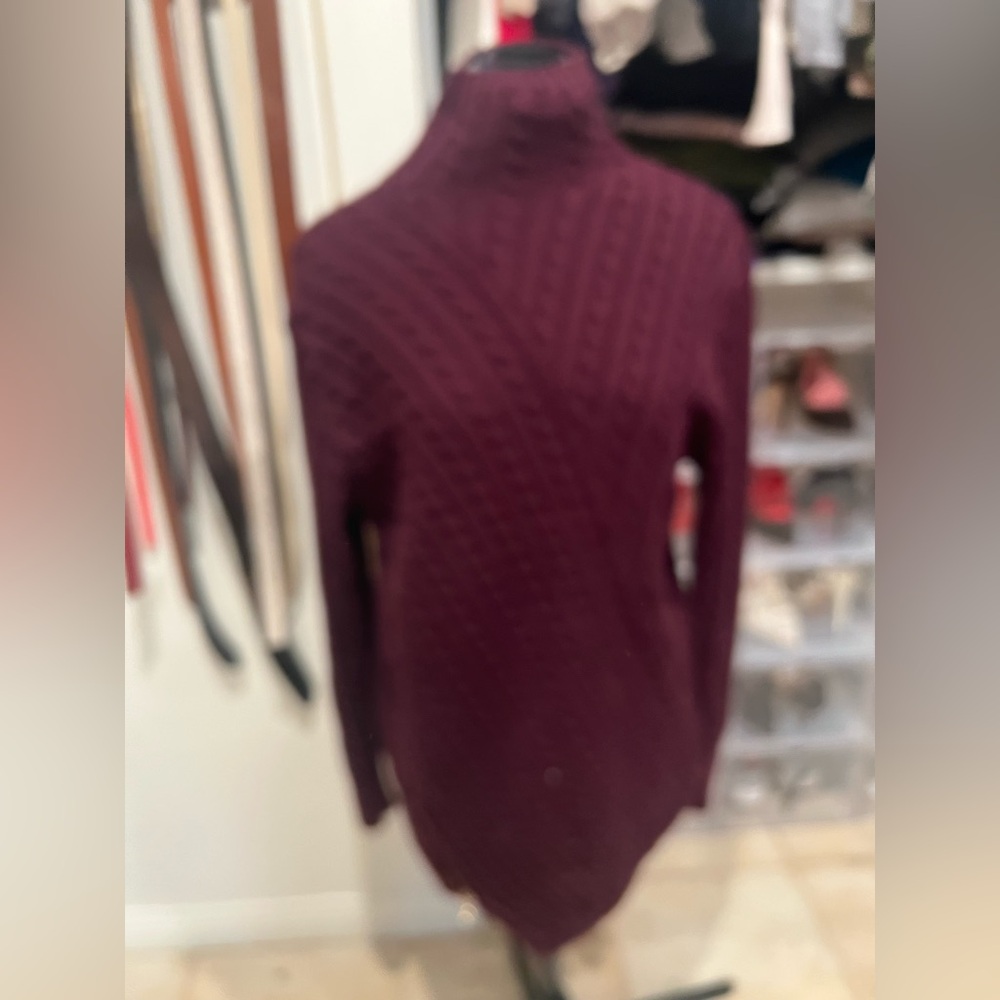 525 America Sweater Dress Burgundy Turtleneck